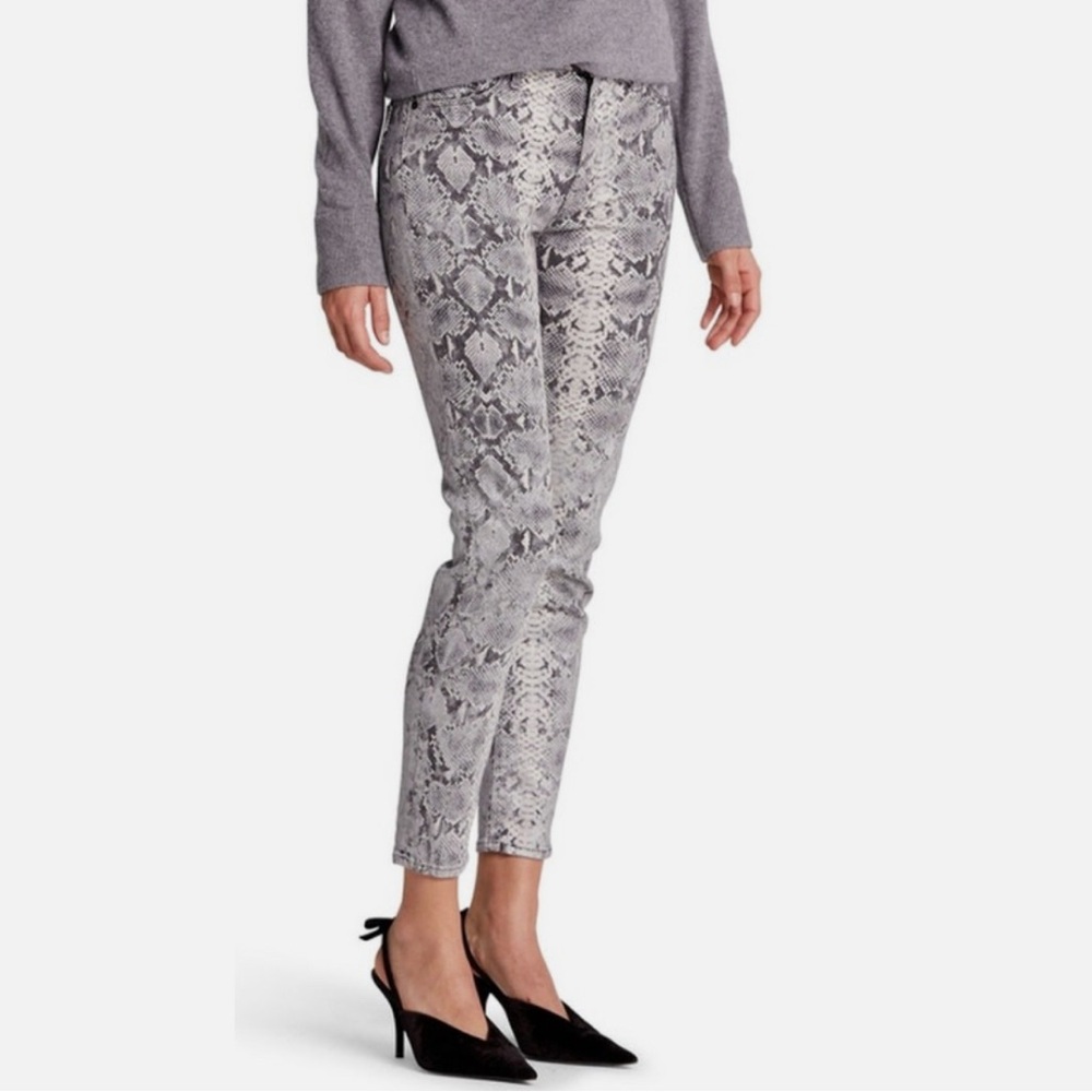 Hudson Barbara‎ High Waist Snakeskin Metallic Python Super Skinny Jeans